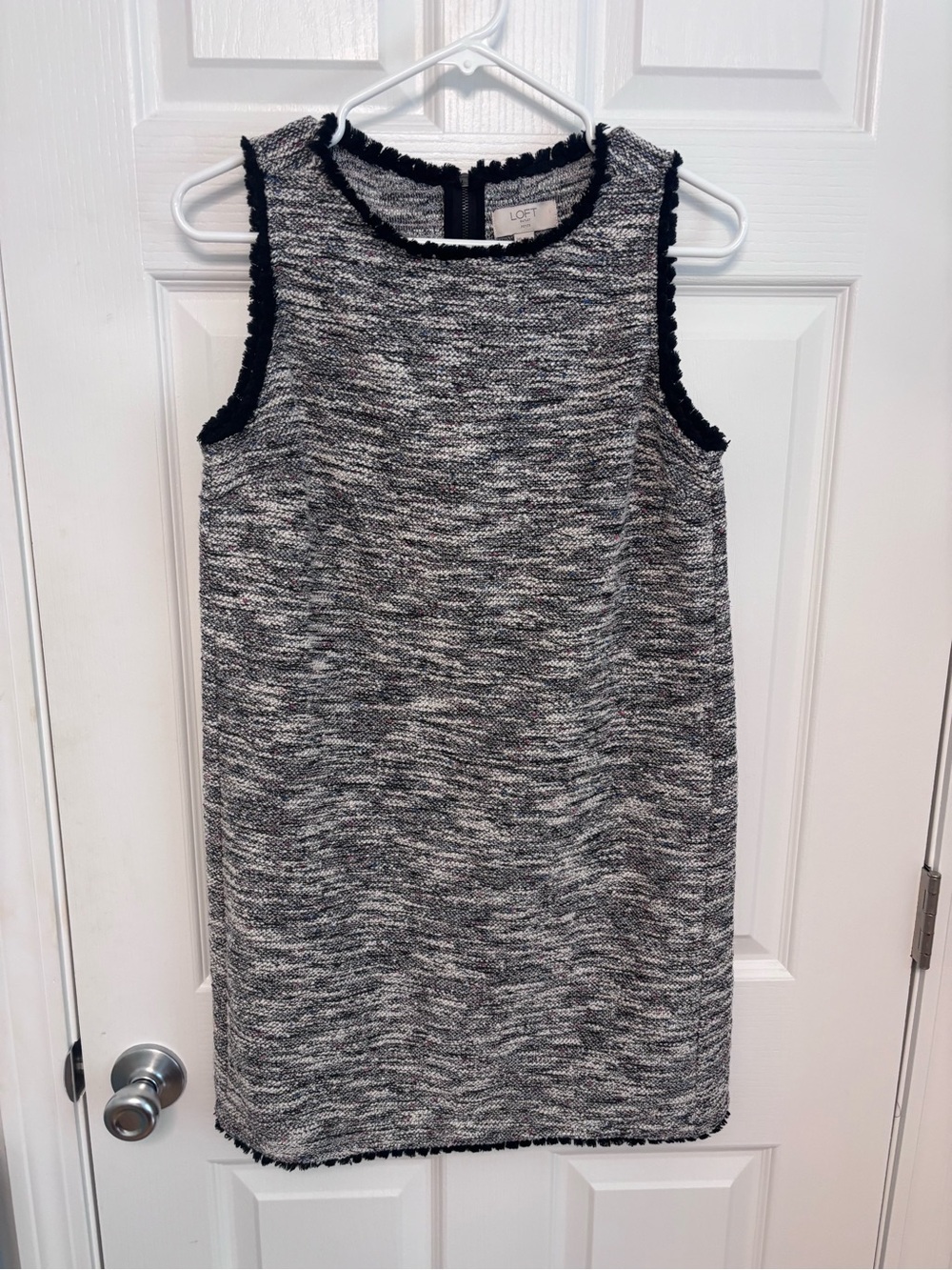 LOFT Gray and Black Tweed Shift Dress